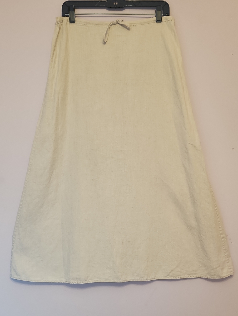 VALERIE STEVENS Linen Light Cream A-Line Linen Skirt with Drawstring Waist, L